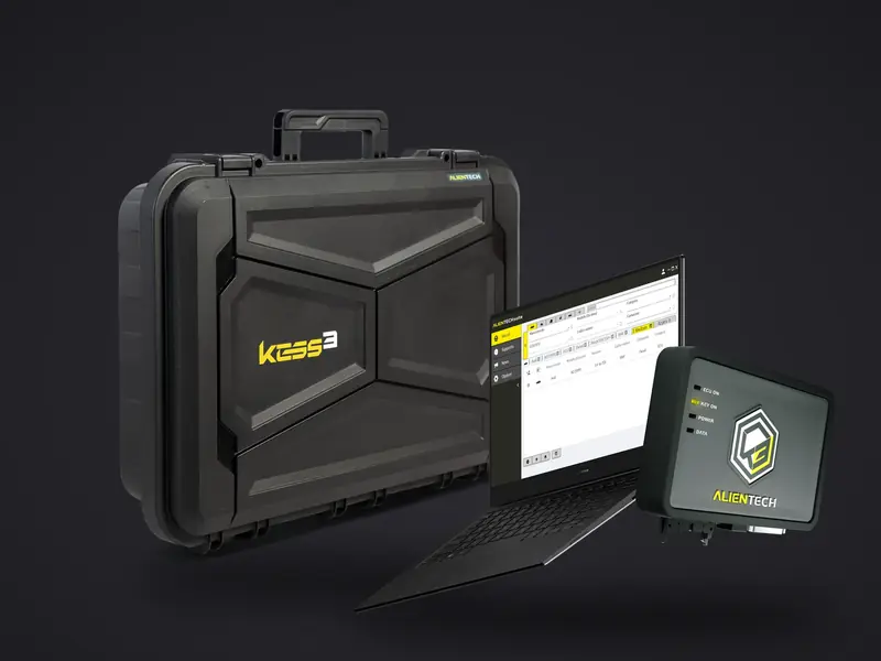 The KESS3 kit: the case, the tool and Alientech's software
